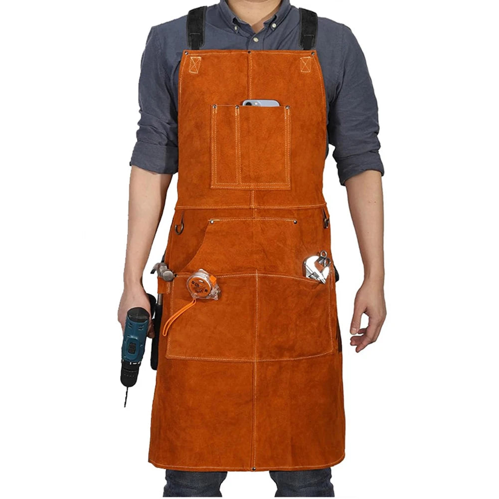 1PCS Heat Insulation Cowhide Leather Welding Apron Soldering Protective Clothing-Blacksmith Leather Welding Apron Protective