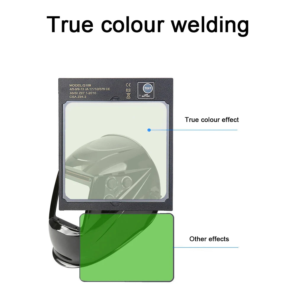 Solar Charging Automatic Dimming Welding Mask Large View True Color Welding Facemask Auto Darkening Facemask for Arc Welding