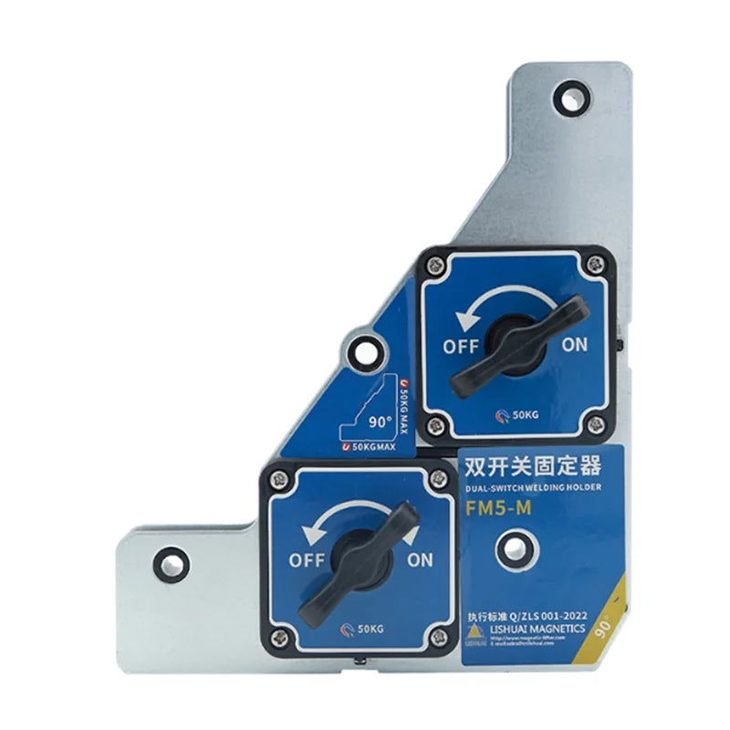 50KG Strong Magnetic Welding Holder Dual-Switch 90°Welding Fixture High Precision Anti-corrosion Steel Iron Plate Welder Clamp