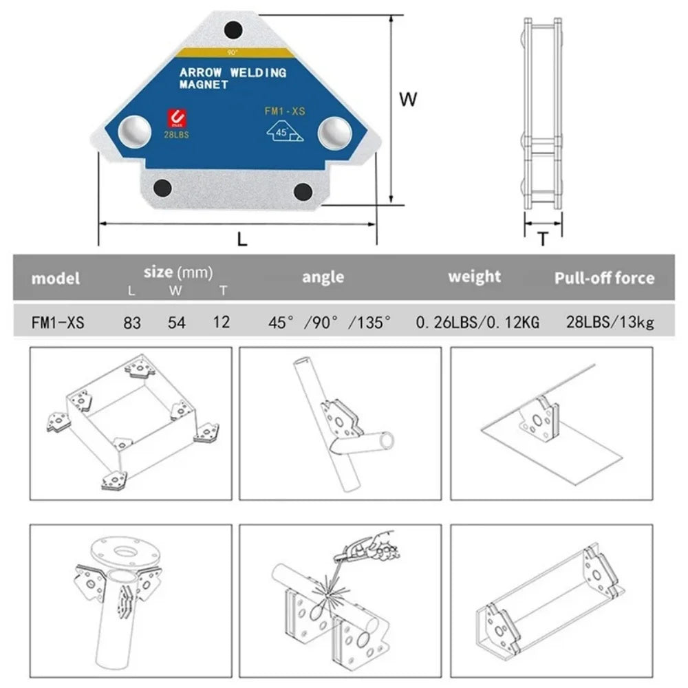 1Pcs 12.5KG Magnetic Welding Holders Strong Magnetic Force Weld Fixer Auxiliary Locator Tools Weld Fixed Positioner Weld Bracket