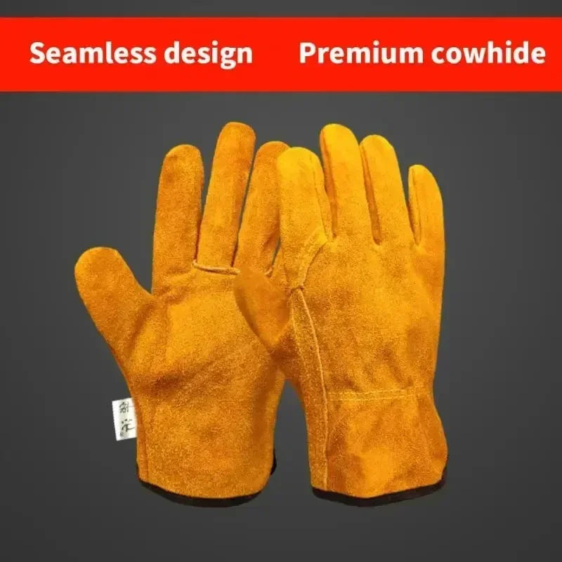 Men Work Gloves Soft Cowhide Driver Hunting Driving Farm Garden Welding Security Protection Safety Mechanic Glove Durable