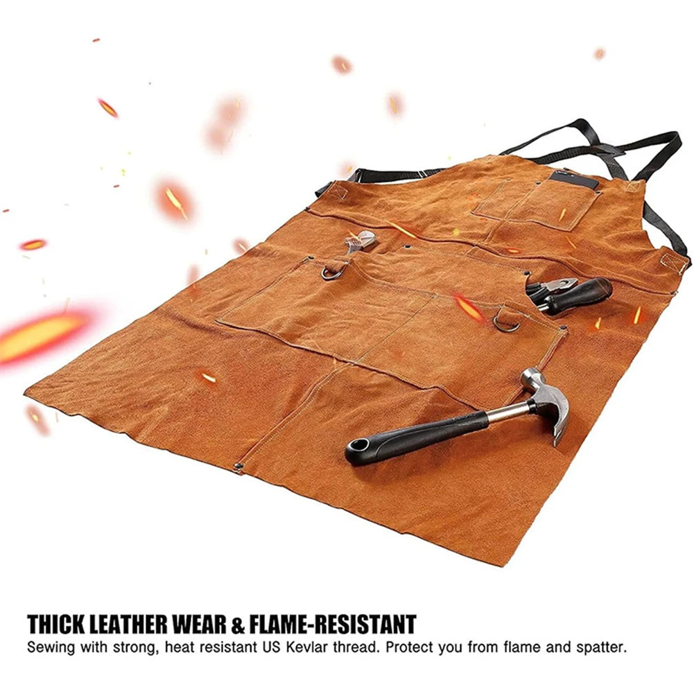1PCS Heat Insulation Cowhide Leather Welding Apron Soldering Protective Clothing-Blacksmith Leather Welding Apron Protective