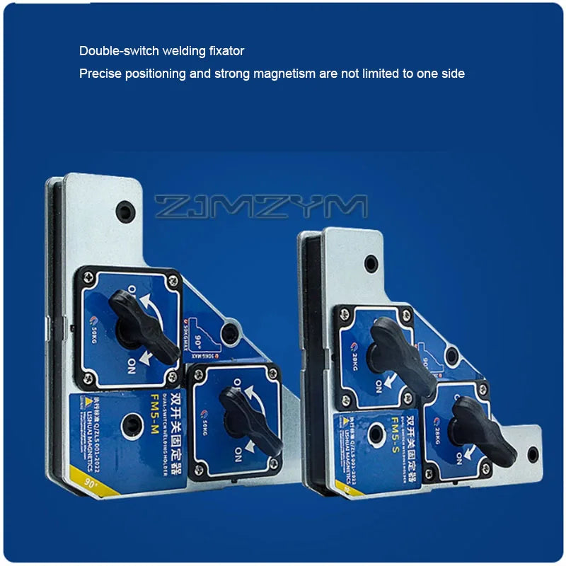 50KG Strong Magnetic Welding Holder Dual-Switch 90°Welding Fixture High Precision Anti-corrosion Steel Iron Plate Welder Clamp