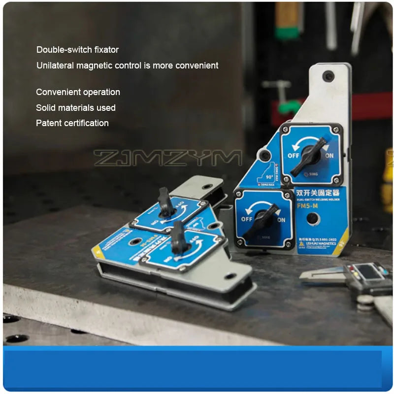50KG Strong Magnetic Welding Holder Dual-Switch 90°Welding Fixture High Precision Anti-corrosion Steel Iron Plate Welder Clamp