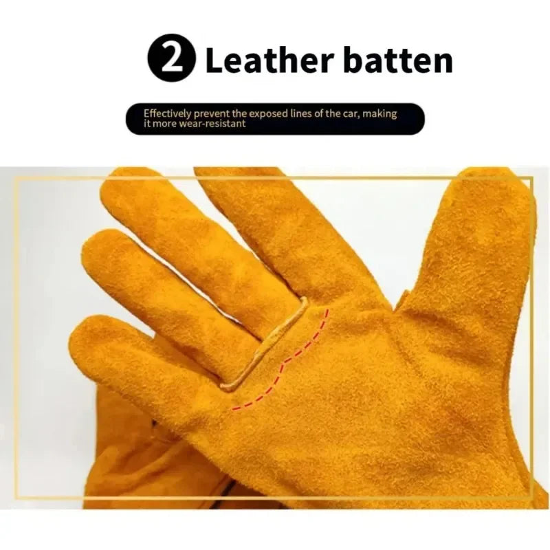 Men Work Gloves Soft Cowhide Driver Hunting Driving Farm Garden Welding Security Protection Safety Mechanic Glove Durable