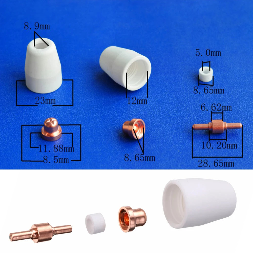 100Pcs Plasma Cutter Tip Electrodes & Nozzles Kit Consumable Accessories for PT31 CUT 30 40 50 Plasma Cutter Welding Tools