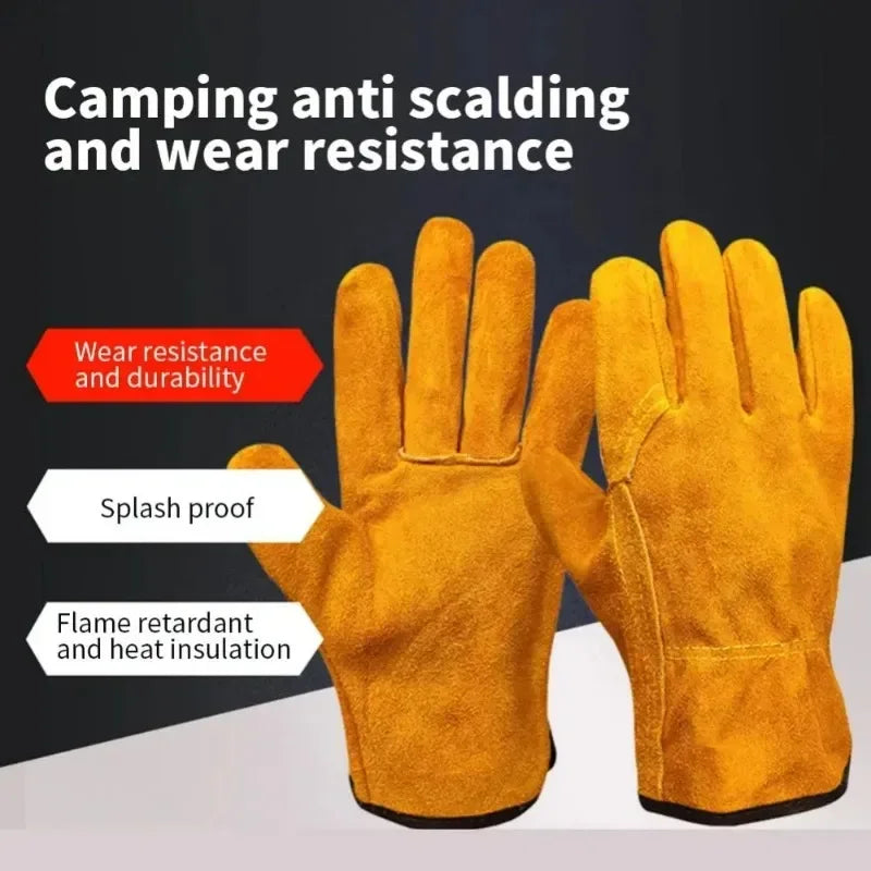 Men Work Gloves Soft Cowhide Driver Hunting Driving Farm Garden Welding Security Protection Safety Mechanic Glove Durable