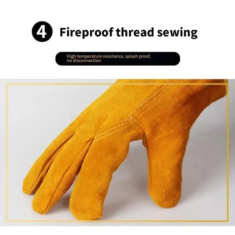 Men Work Gloves Soft Cowhide Driver Hunting Driving Farm Garden Welding Security Protection Safety Mechanic Glove Durable